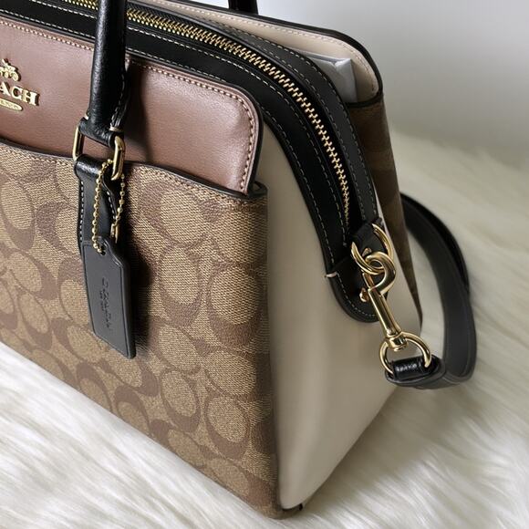 NWT Coach Mini Darcie Carryall Bag In Colorblock Signature Canvas Purse980 - Picture 2 of 8